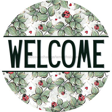 Lady Bug Door Hanger Welcome Dco - 01390 - Dh 18’ Round Wood